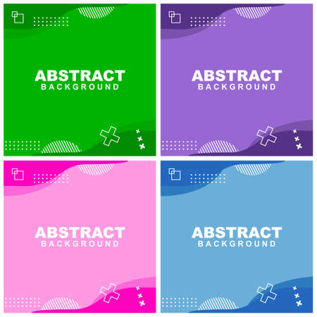 Illustration set vector of abstract background in violet, green, orange, and grey color. Good to use for banner, social media template, poster and flyer template, etc.のイラスト素材