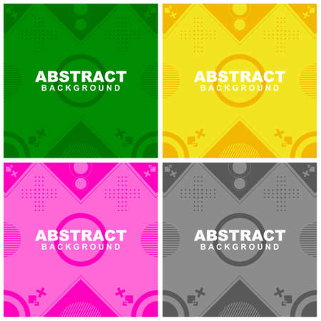 Illustration set vector of abstract background in yellow, grey, pink, and green color. Good to use for banner, social media template, poster and flyer template, etcのイラスト素材