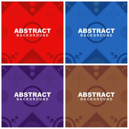 Illustration set vector of abstract background in violet, blue, red, and brown color. Good to use for banner, social media template, poster and flyer template, etcのイラスト素材
