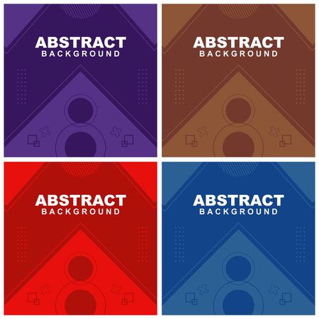 Set Illustration Vector of abstract background in brown, brown, blue, red, and violet gradient color with stripe circle and plus circle element. Good to use for banner, social media templateのイラスト素材
