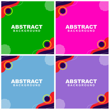 Illustration set vector of abstract background in blue, green, pink, and violet color with red and violet element. Good to use for banner, social media template, poster and flyer template, etcのイラスト素材