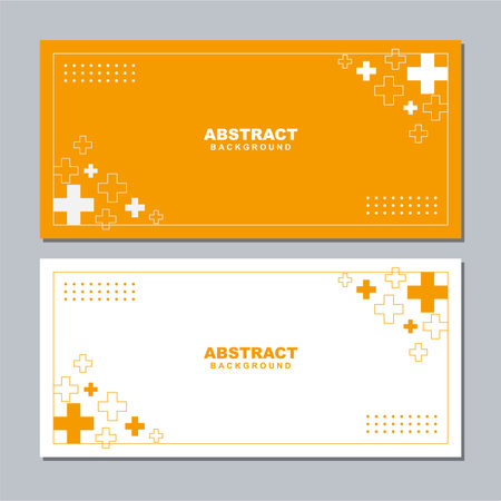 Illustration set vector of abstract white and orange background color with orange and white element. Good to use for banner, social media template, poster and flyer template, etcのイラスト素材