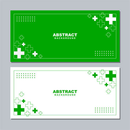 Illustration set vector of abstract white and green background color with green and white element. Good to use for banner, social media template, poster and flyer template, etcのイラスト素材
