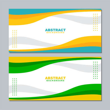 Illustration set vector of abstract background in white with, orange, blue and green color element. Good to use for banner, social media template, poster and flyer template, etcのイラスト素材