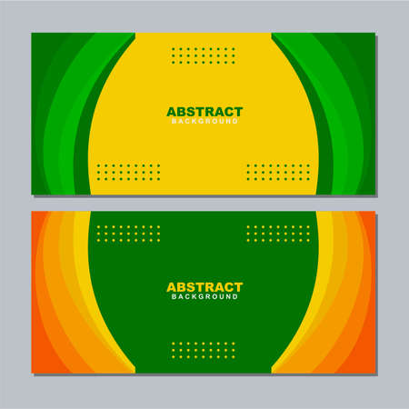 Illustration set vector of abstract business green and yellow background color with green, yellow and orange element. Good to use for banner, social media template, poster and flyer template, etcのイラスト素材