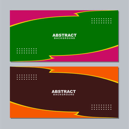 Illustration set vector of abstract business green and brown background color with pink, yellow and orange element. Good to use for banner, social media template, poster and flyer template, etcのイラスト素材