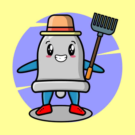 Bell mascot cartoon as clever student with bell cute style design for t-shirt, sticker, logo elementのイラスト素材