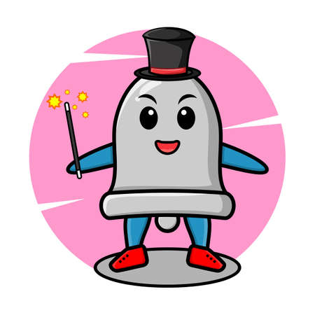 Bell mascot cartoon with flashy expression in cute style for t-shirt, sticker, logo elementのイラスト素材