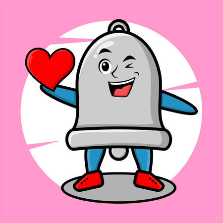 Bell mascot cartoon with flashy expression in cute style for t-shirt, sticker, logo elementのイラスト素材