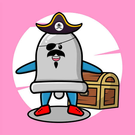 Bell mascot cartoon with flashy expression in cute style for t-shirt, sticker, logo elementのイラスト素材