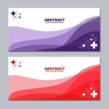Illustration set vector of abstract business white background color with violet and red element. Good to use for banner, social media template, poster and flyer template, etcのイラスト素材