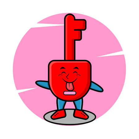 Cute cartoon mascot character Padlock key with flashy expression in cute style for t-shirt, sticker, logo elementのイラスト素材