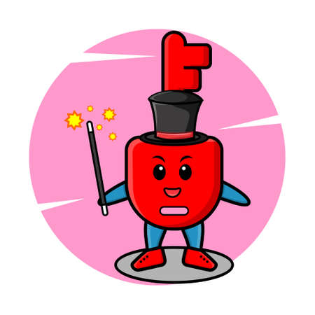 A gorgeous smart cute cartoon magician padlock key style design for t-shirt, sticker, logo elementのイラスト素材