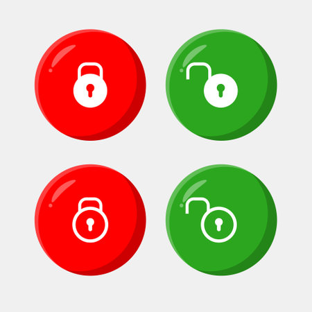 Lock and unlock 3d icon set vector of modern trend in the style of glass morphism with gradient. The collection includes 4 icons in a single style of business, finance, website, or etc.のイラスト素材