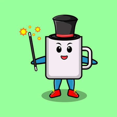 A gorgeous smart cute cartoon magician coffee tea cup style design for t-shirt, sticker, logo elementのイラスト素材