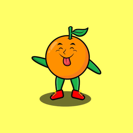 Cute cartoon mascot character Orange with flashy expression in cute style for t-shirt, sticker, logo elementのイラスト素材