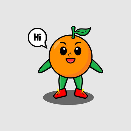 Cute cartoon orange character with happy expression in modern style design for t-shirt, sticker, logo element, posterのイラスト素材