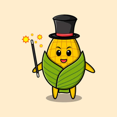 A gorgeous smart cute cartoon magician corn style design for t-shirt, sticker, logo elementのイラスト素材