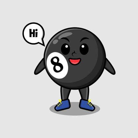 Cute cartoon billiard ball character with happy expression in modern style designのイラスト素材