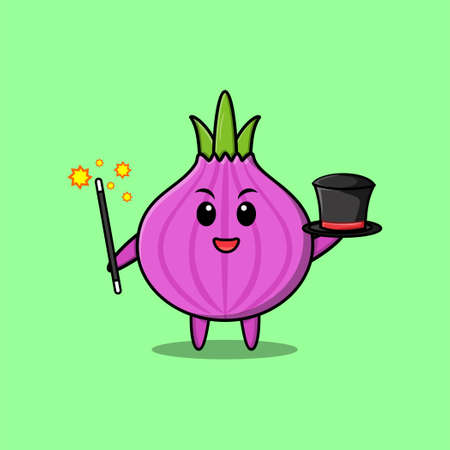 A gorgeous smart cute cartoon magician onion style designのイラスト素材