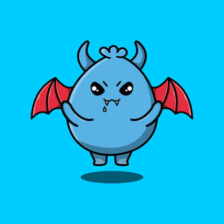 Cute mascot cartoon Goblin monster character as dracula with wings in cute modern styleのイラスト素材