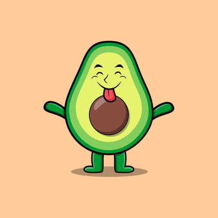 Cute cartoon avocado character with flashy expression in cute styleのイラスト素材