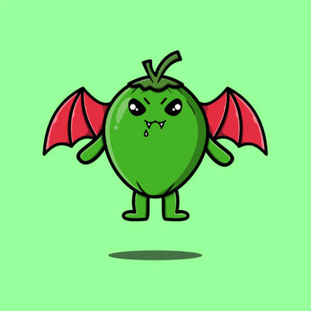 Cute mascot cartoon Coconut character as dracula with wings in cute modern styleのイラスト素材