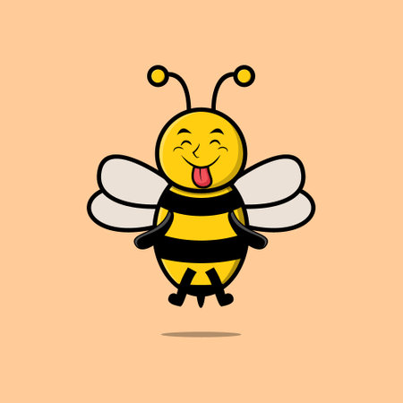 Cute cartoon bee character with flashy expression in cute styleのイラスト素材