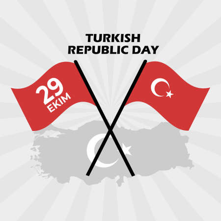 29 october turkey republic day, 29 ekim turkey happy holiday, turkey independence day flat designのイラスト素材