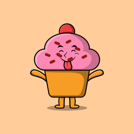 Cute cartoon Cupcake character with flashy expression in modern cute style illustrationのイラスト素材