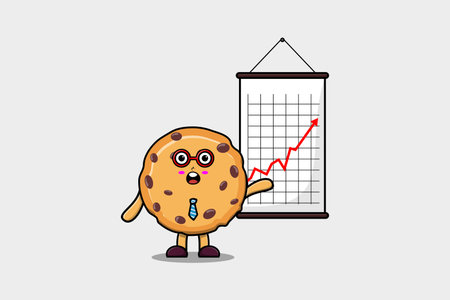Cute cartoon Biscuits businessman present information in flat modern style designのイラスト素材