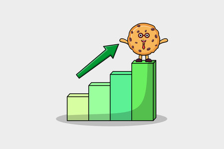 Biscuits cute businessman mascot character with a deflation chart cartoon style designのイラスト素材