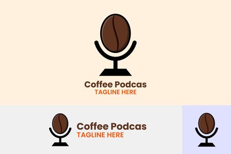 Coffee Podcast logo template design icon logotype vector art illustrationのイラスト素材