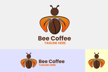 Flat bee coffee logo template design icon logotype vector art illustrationのイラスト素材