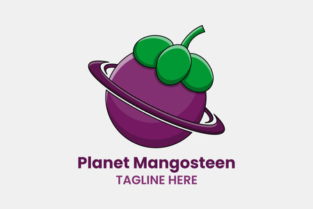 Flat planet mangosteen logo template design icon logotype vector art illustrationのイラスト素材