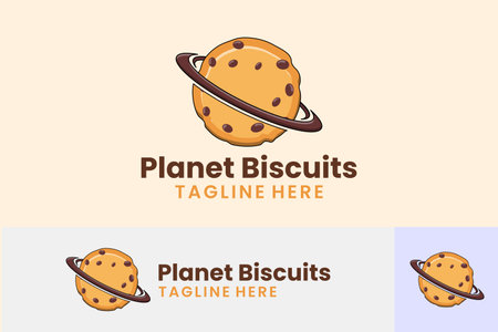 Flat planet biscuits logo template design icon logotype vector art illustrationのイラスト素材
