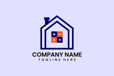 Flat Mathematics house logo template vector design illustrationのイラスト素材