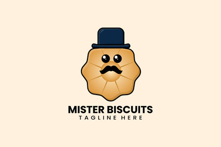 Flat modern template mister biscuits logo concept vector illustrationのイラスト素材