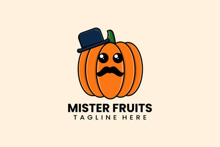 Flat modern template mister pumpkin logo concept vector illustrationのイラスト素材