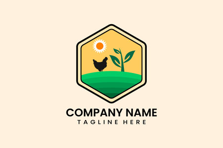 Flat chicken farm logo template vector illustrationのイラスト素材