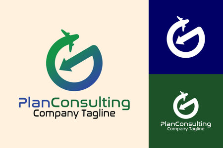 Flat letter G plane consulting logo template vector design illustrationのイラスト素材