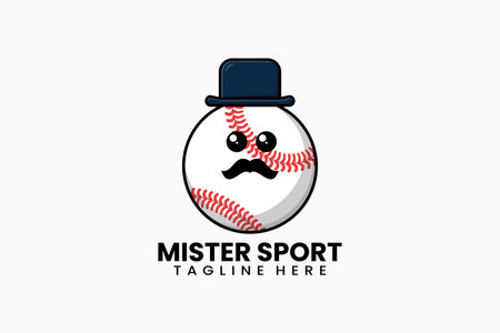 Flat modern template mister baseball logo concept vector illustrationのイラスト素材