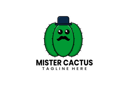 Flat modern template mister cactus logo concept vector illustrationのイラスト素材