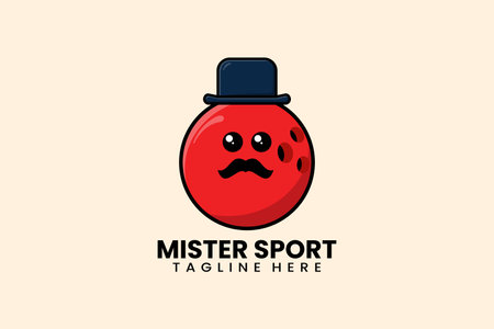 Flat modern template mister bowling ball logo concept vector illustrationのイラスト素材