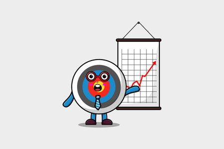 Cute cartoon Archery target businessman present information in flat modern style designのイラスト素材