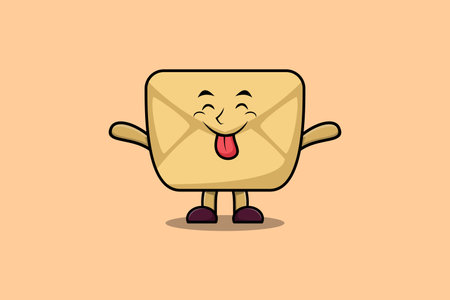 Cute cartoon Envelope character with flashy expression in modern cute style illustrationのイラスト素材