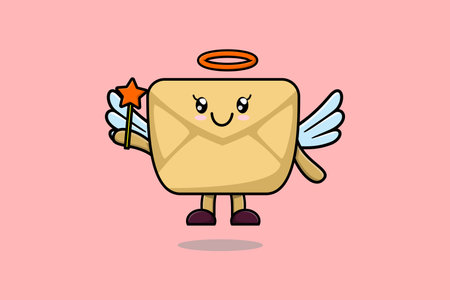 Cute Cartoon Envelope character in the form of fairy in 3d cartoon style conceptのイラスト素材