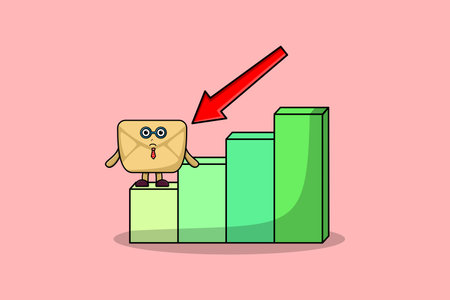 Envelope cute businessman mascot character with a inflation chart cartoon style designのイラスト素材