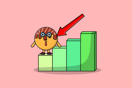 Takoyaki cute businessman mascot character with a inflation chart cartoon style designのイラスト素材