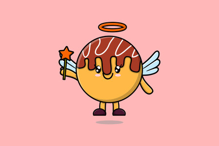 Cute Cartoon Takoyaki character in the form of fairy in 3d cartoon style conceptのイラスト素材